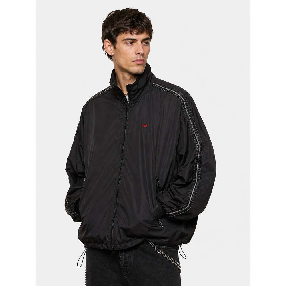 Diesel Mens‎ Black Full Zip Windbreaker Track Jacket Size 52 L